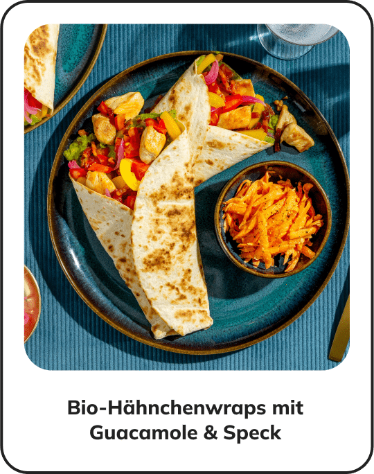 Bio-Hähnchenwraps mit Guacamole & Speck